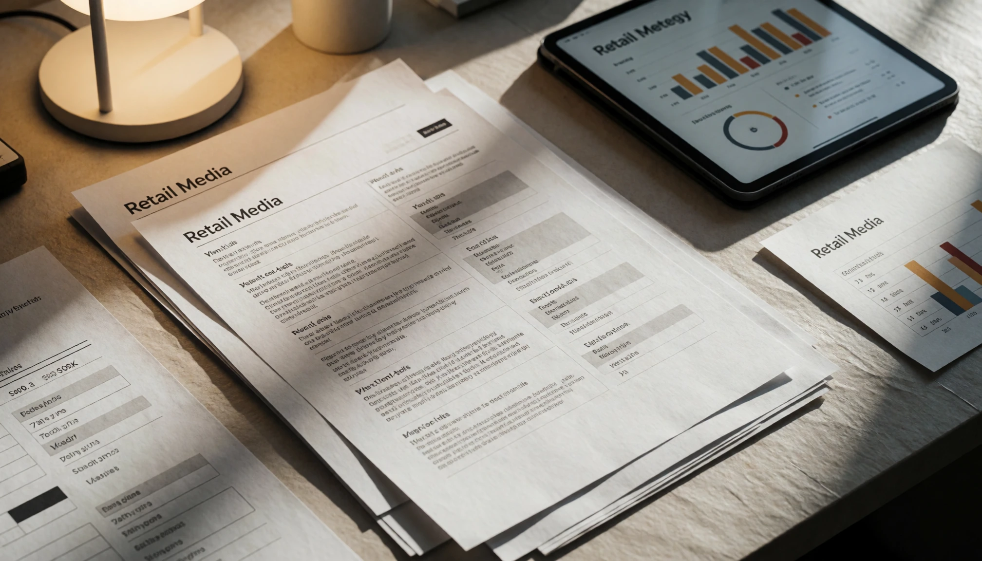 Rapports retail media et indicateurs consultés sur un smartphone